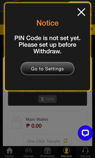 Step 2: Go to PIN code settings